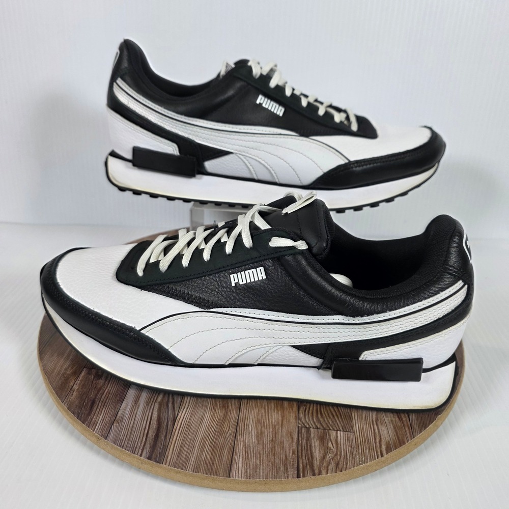 Puma Future Rider Staxx Sneakers Mens Sz 12 Black White Low Top Shoes 381677-01